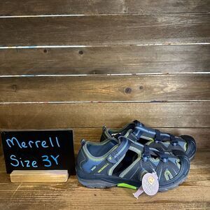 New NWOB Big‎ Kids Merrell Hydro H2O Hiker Gray Blue Sandals Shoes Size 3 Y